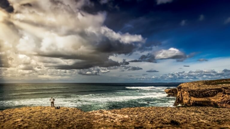 fisherman, water, sea, nature, sky, beach, coast, ocean